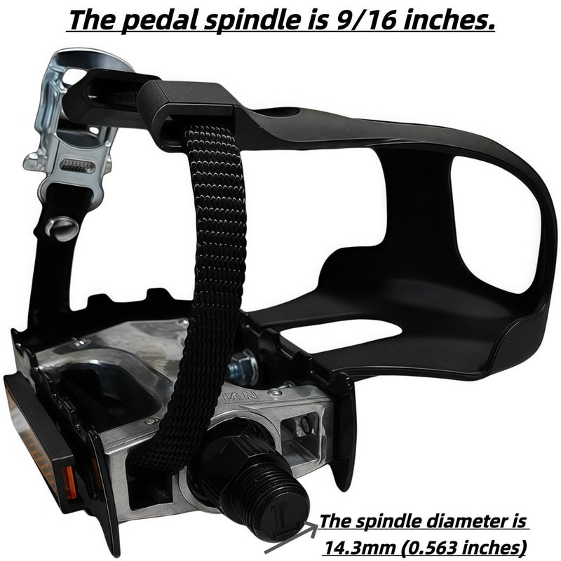 YBEKI Pro-Grade Spin Bike Pedals with Toe Clips & 4D Adjustable Straps - 9/16" Alloy Spindle for Mountain Road Bikes/Peloton/Schwinn/Sunny Bikes | 500lb Load Capacity + 12-Month Warranty - Image 2